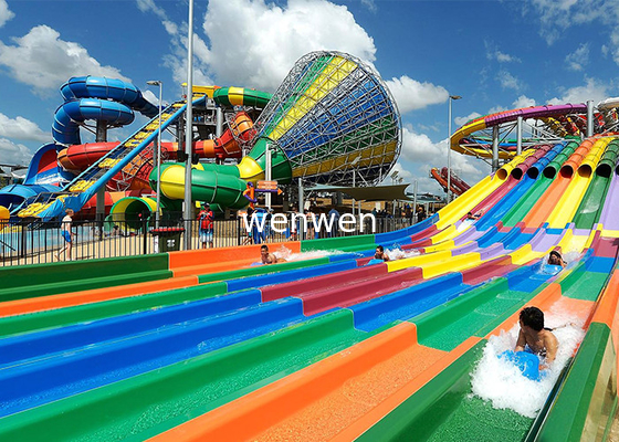 Race Side By Side Water Slide Multi Lane Fiberglass Customized Facility