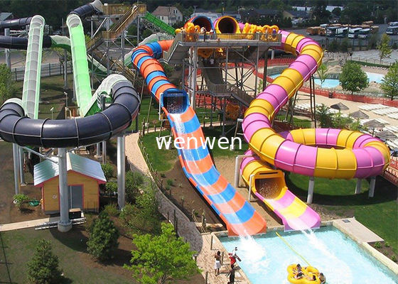 Race Side By Side Water Slide Multi Lane Fiberglass Customized Facility