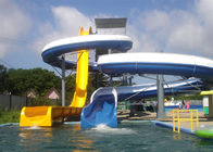 Blue Yellow Water Park Slide Combined , Fiberglass Large Spiral Slide Equipment