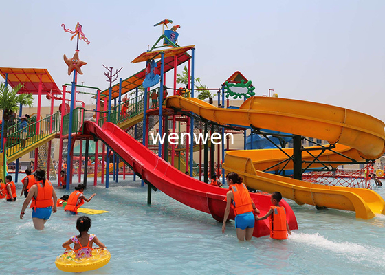 Colorful Outdoor Aquatic Play Equipment 12m Height Fiberglass Slide