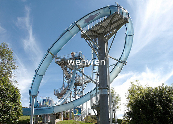 Commercial Water Park Slide Customized Fiberglass Material Steel Structure