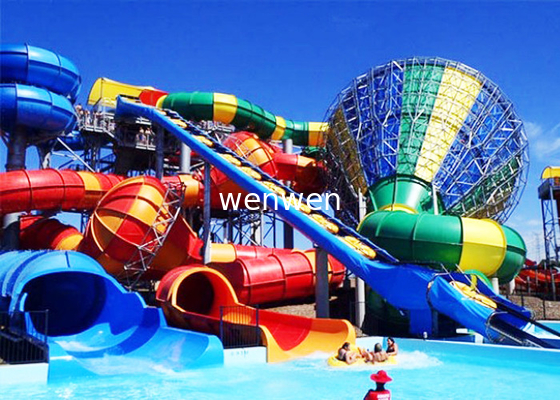 Outdoor Sprial Commercial Water Slides Exciting Combination For Water Park