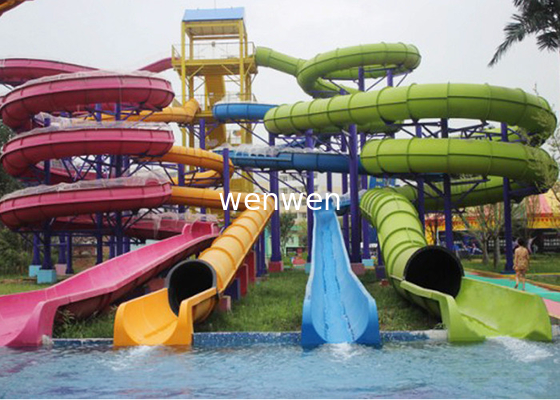 Customized Body Water Slide Bright Color FRP Large Aqua Park Equipment