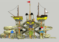 Pirate Ship Water Theme Park / Outdoor Aqua Playground For Family