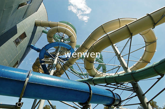 Safety Fiberglass Spiral Theme Park Water Slide For Entertainment Experience