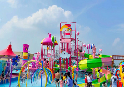 Candy Style Fiberglass Aqua Playground Park for Teenager Interactive Family