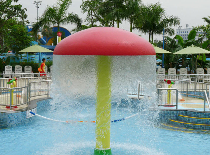Eco-friendly Kids Colorful Mushroom Water Fun Amusement Park Equipment Red Yellow