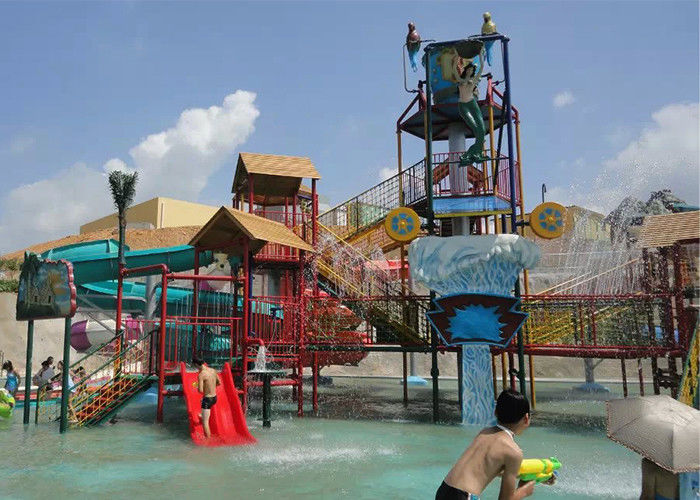 Medium Aqua Playground Water House , Commercial Water Park Equipment With Slide