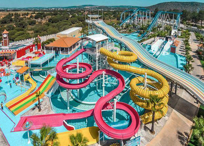 Colorful Fiberglass Swimming Pool Water Slides Durable Playground Equipment