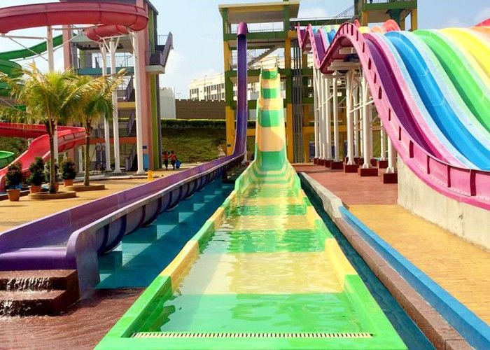 Fun Aqua Park Water Slide Green / Yellow Smooth Fiberglass Family Size