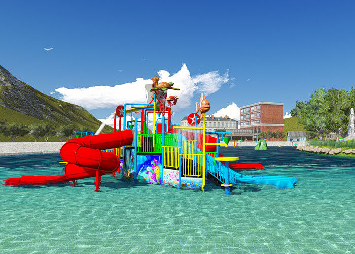 Water Pool Toys Theme Park Concept Design Customized Aqua Playground With Dump Bucket