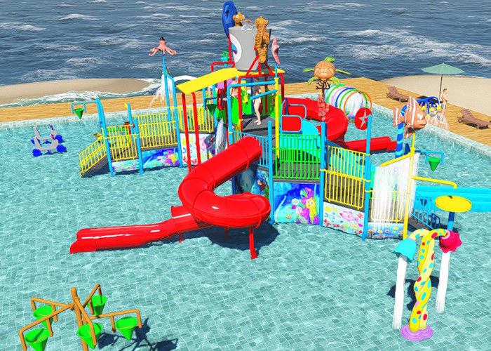 Family Slide Theme Park Design Spiral / Straight Fun Interactive Water Rides