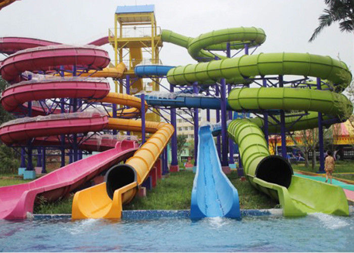 Adult / Kids Body Water Slide Bright Color FRP Large Aqua Park Equipment