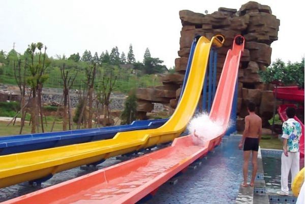 Swimming Pool Fiberglass Water Park Slide For Adult High Safety