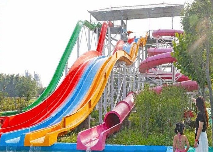 Amusement Park Fiberglass High Speed Tall Water Slides For Theme Water Park
