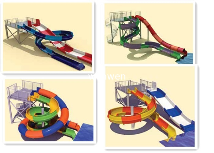 Interactive Swimming Pool Water Slide Equipment Mix Color Steel Columns
