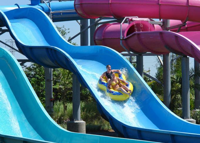 Outdoor Speed Water Slide Aqua Water Park Swimming Pool Commercial Slide Blue Color